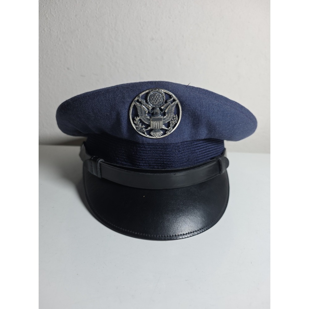 Bancroft Air Force USAF Visor Wool Service Hat Cap Type I Blue 1969 60's Vietnam